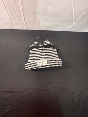 Charles Jeffrey Loverboy Black and White Striped Beanie with Bunny Ears